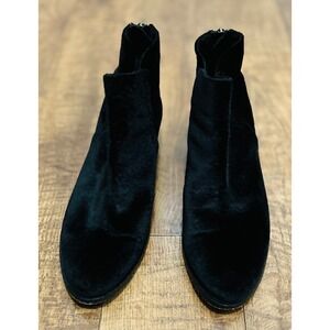 Ethem Black Velvet Ankle Boots Anthropologie Low Heel‎ Chic Fashion Shoes 6.5